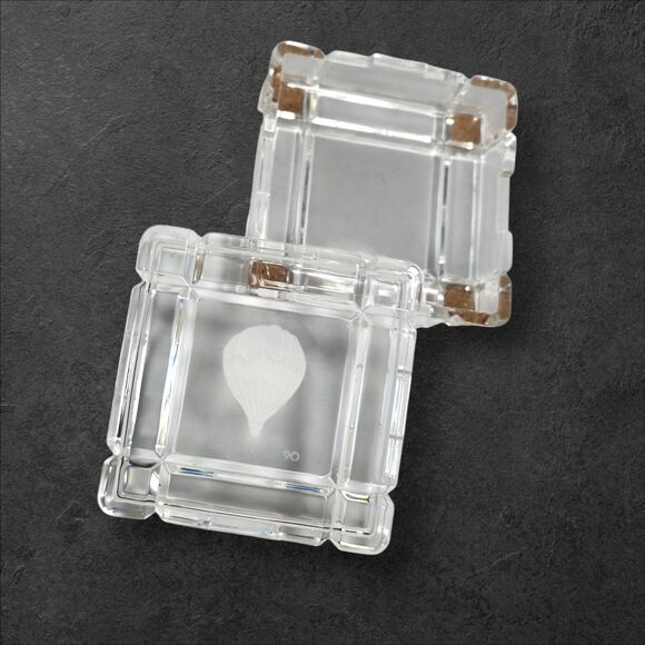 Vintage 1990 Career Expo Crystal Trinket Box Hot Air Balloon Etched Lid 3.75" - Picture 4 of 14